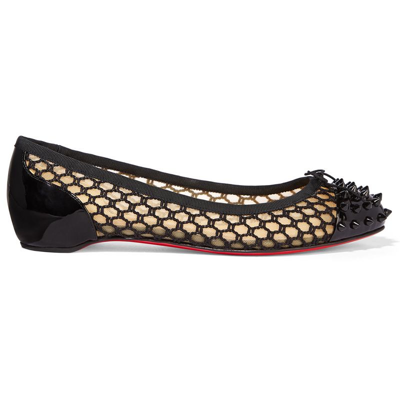 <p><em data-redactor-tag="em" data-verified="redactor">Christian Louboutin flats, $695</em><span class="redactor-invisible-space" data-verified="redactor" data-redactor-tag="span" data-redactor-class="redactor-invisible-space"><em data-redactor-tag="em" data-verified="redactor">, <a href="https://www.net-a-porter.com/us/en/product/683754/Christian_Louboutin/mix-spiked-patent-leather-and-embroidered-mesh-point-toe-flats" target="_blank" data-tracking-id="recirc-text-link">net-a-porter.com</a>.&nbsp;</em></span></p>