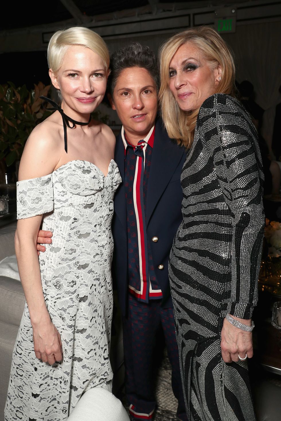 BEVERLY HILLS, CA - JANUARY 08:  (L-R) Actress Michelle Williams, director Jill Soloway, and actress Judith Light attend Amazon Studios Golden Globes Celebration at The Beverly Hilton Hotel on January 8, 2017 in Beverly Hills, California.  (Photo by Todd Williamson/Getty Images for Amazon)