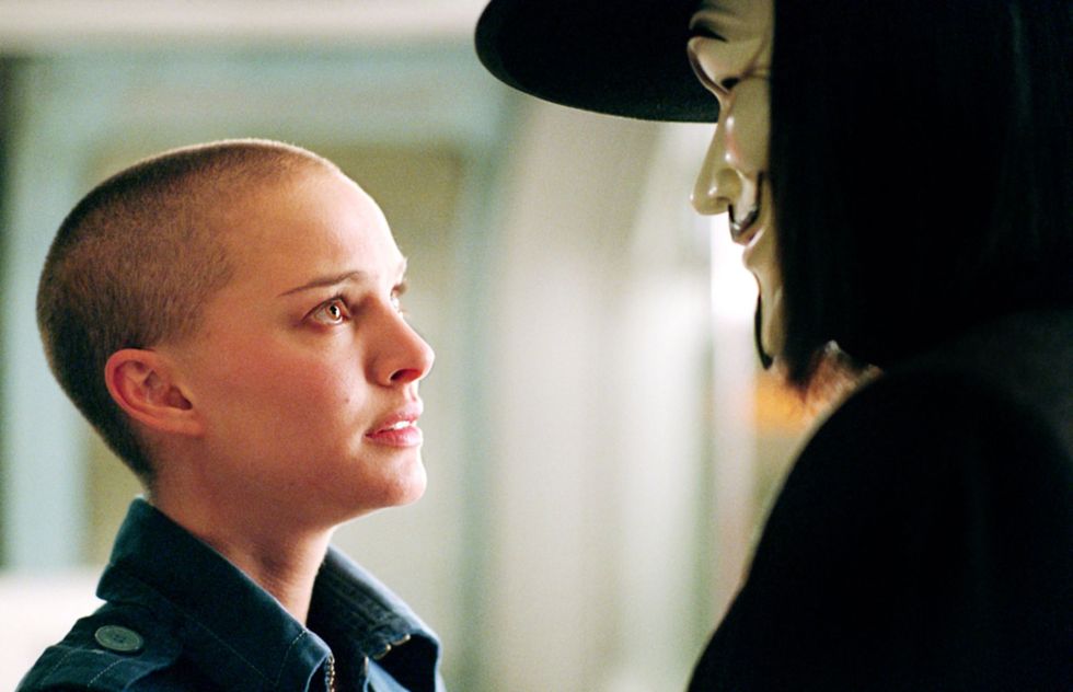 <p>Sometimes the best hair moments are the ones that involve almost no hair at all. Such is the case with Natalie Portman's groundbreaking (and hair-shaving) performance in <em data-redactor-tag="em" data-verified="redactor">V For Vendetta</em>.&nbsp;</p>