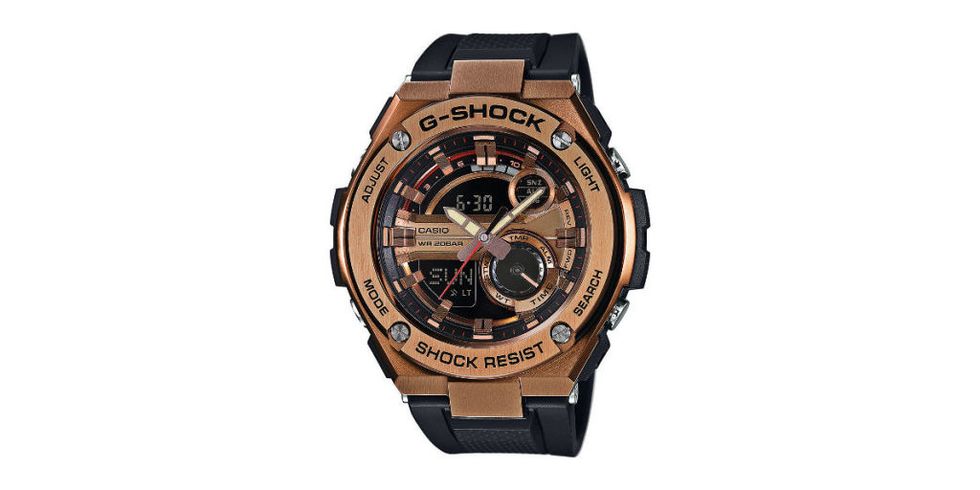 <p>Orologio in resina della nuova linea G-steel di <strong data-redactor-tag="strong" data-verified="redactor">Casio</strong>. Look bold e tocco street-style nel glamour colore bronzo.&nbsp;<span class="redactor-invisible-space" data-verified="redactor" data-redactor-tag="span" data-redactor-class="redactor-invisible-space"></span></p>