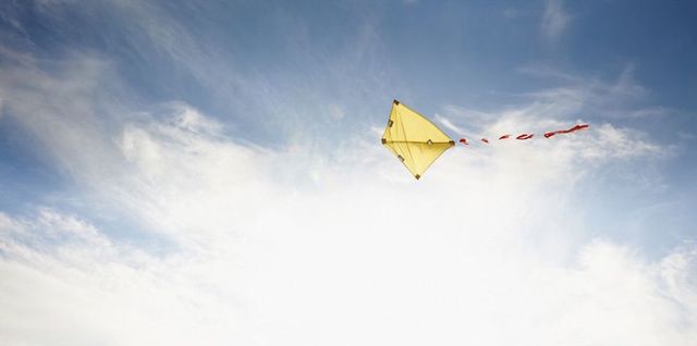 Sky, Kite, Cloud, Yellow, Sport kite, Kite sports, Meteorological phenomenon, Wind, Wing, 
