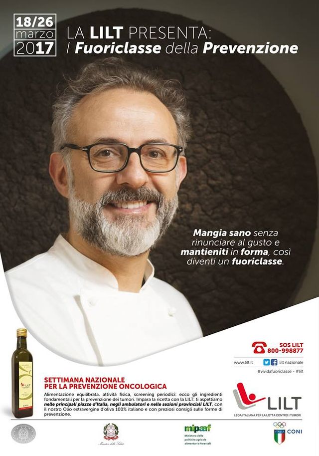 Settimana nazionale per la prevenzione oncologica, Massimo Bottura testimonial.