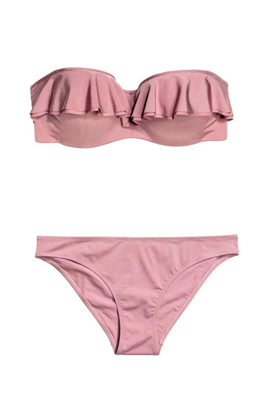 Bikini più belli estate 2017 come il due pezzi rosa antico a fascia di H&M