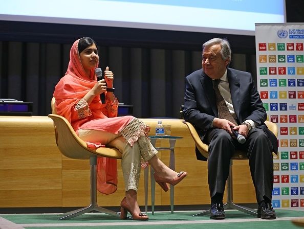 Malala con il segretario generale delle Nazioni unite Antonio Guterres.