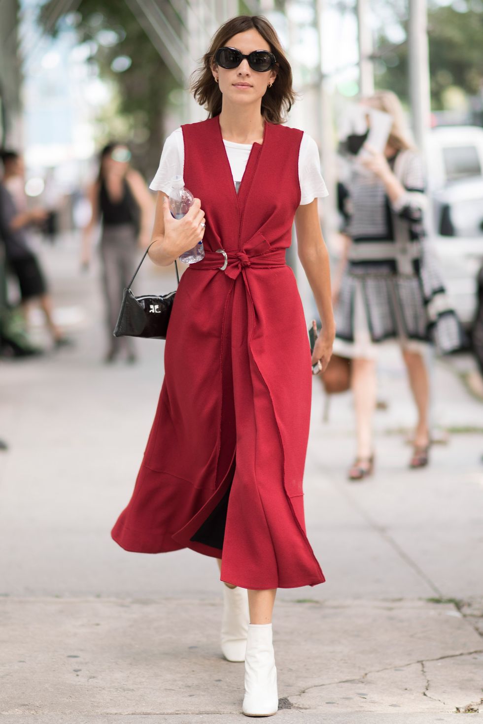 Alexa Chung in a red dress