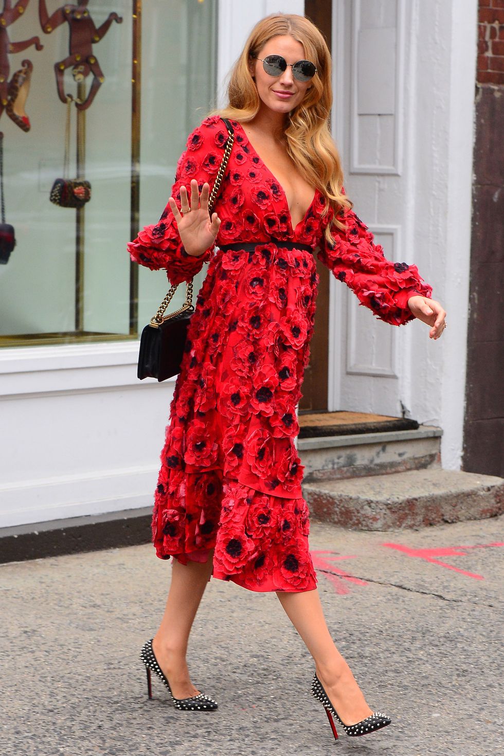 Blake Lively wearing a floral dress