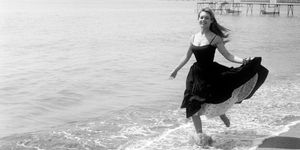 Photograph, Black-and-white, Dress, Beauty, Photography, Water, Monochrome photography, Fashion, Leg, Sea, 