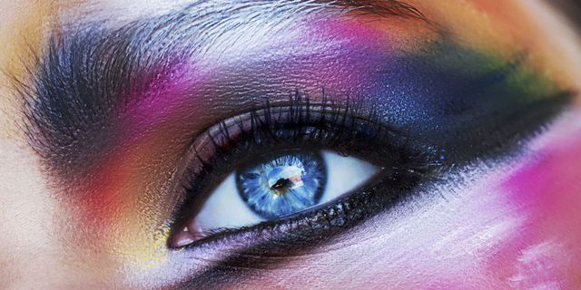 Blue, Green, Colorfulness, Brown, Eyelash, Violet, Purple, Eyebrow, Eye shadow, Magenta, 