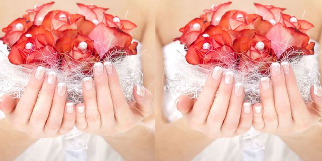 Red, Pink, Nail, Skin, Finger, Hand, Peach, Petal, Fashion accessory, Flower, 