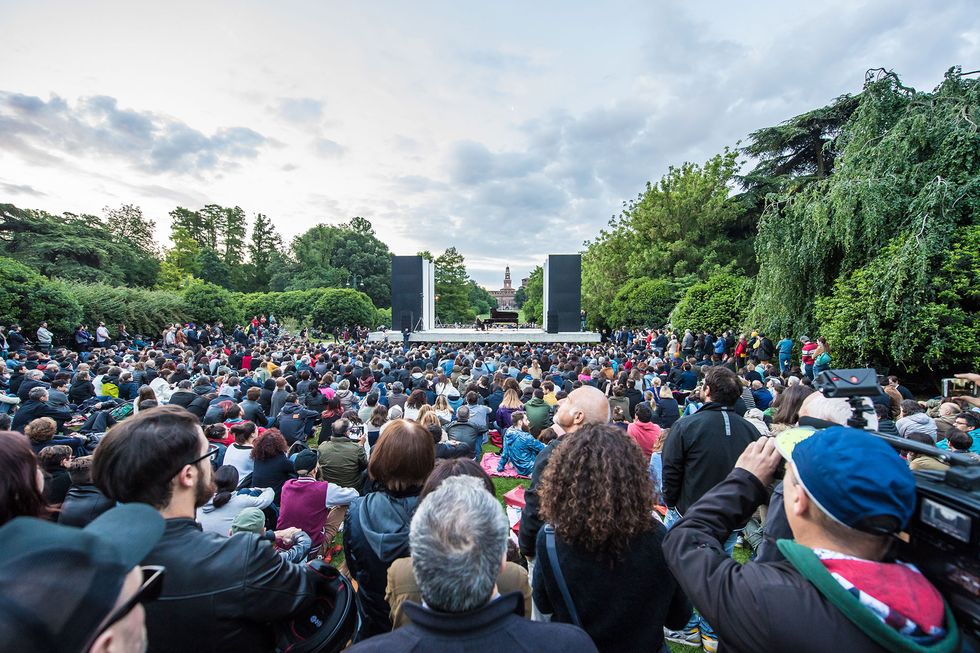 Un momento del concerto di Michael Nyman presso il Parco Sempione a Milano.