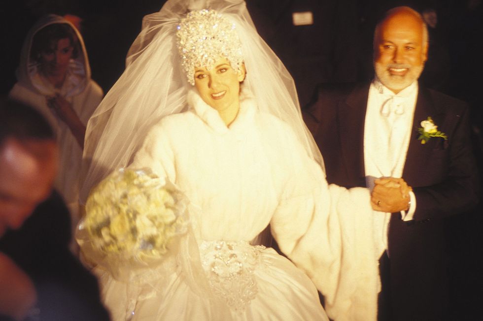 Celine Dion e René Angélil nel giorno del loro matrimonio