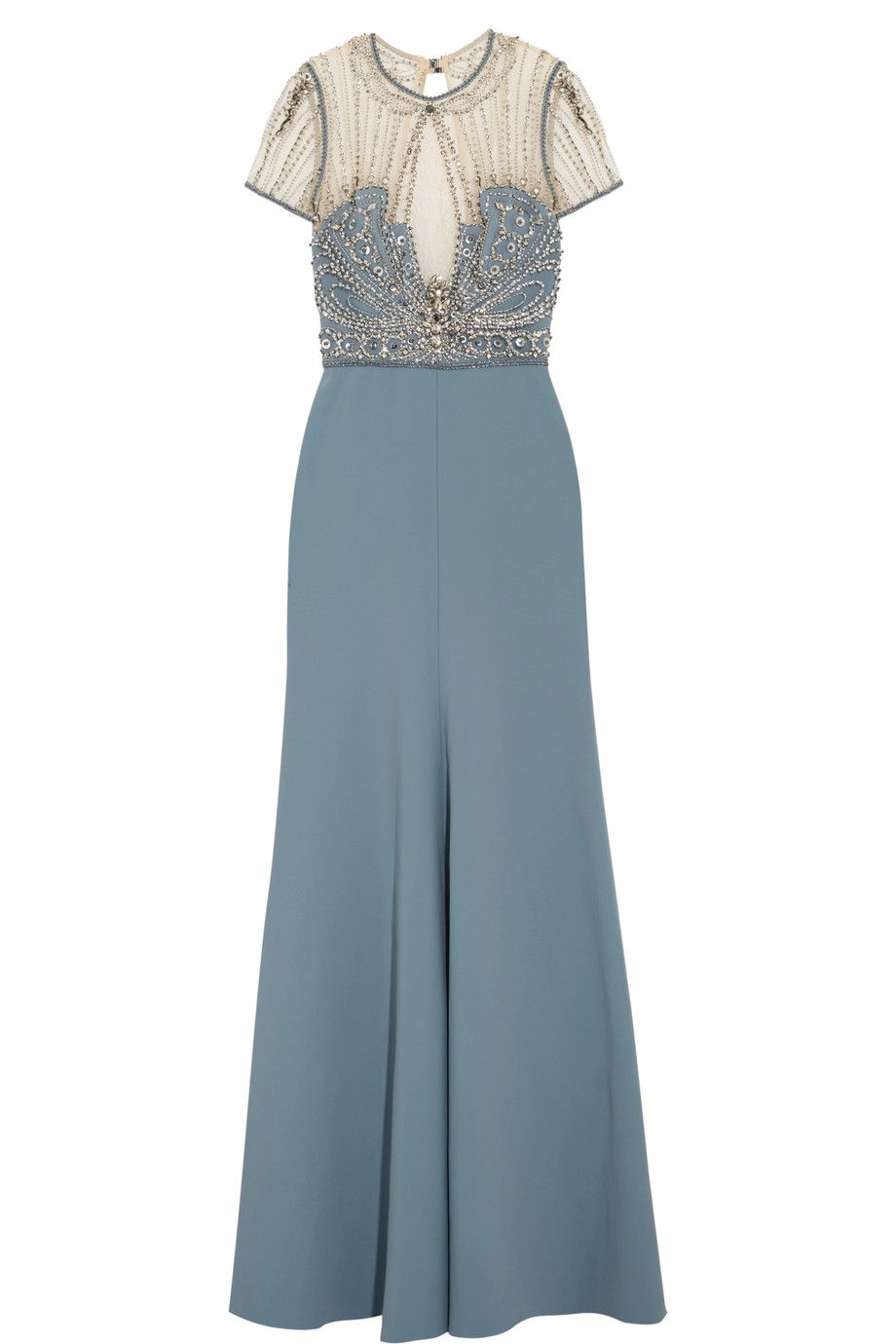 abiti lunghi da cerimonia di sera eleganti come il vestito anni 30 in celeste di Jenny Packham