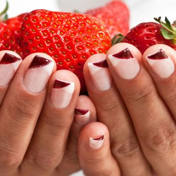 Nail, Strawberry, Strawberries, Manicure, Nail care, Nail polish, Finger, Cosmetics, Fruit, Hand, 