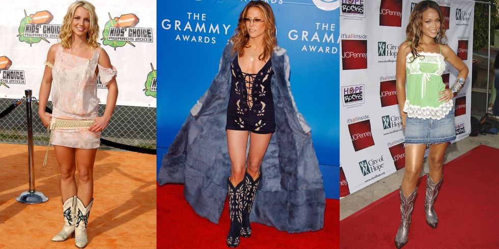 <p>Gli stivali da cowboy hanno conosciuto una sorta di revival nei primi anni 2000, quando&nbsp;<strong data-redactor-tag="strong" data-verified="redactor">Britney Spears</strong>, <strong data-redactor-tag="strong" data-verified="redactor">Sheryl Crow</strong> e anche <strong data-redactor-tag="strong" data-verified="redactor">Rihanna</strong> li hanno indossati su red carpet importanti.</p>
