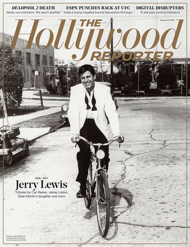 La copertina di The Hollywood reporter dedicata a Jerry Lewis.