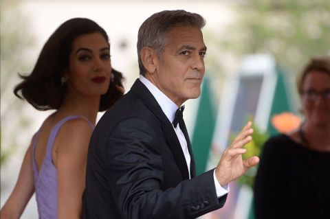 Amal Alamuddin e George Clooney prima del red carpet per Suburbicon