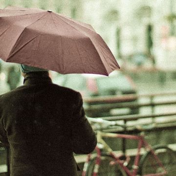 Umbrella, Rain, Snapshot, Human, Fashion accessory, Street, Headgear, Photography, Precipitation, Tints and shades, 