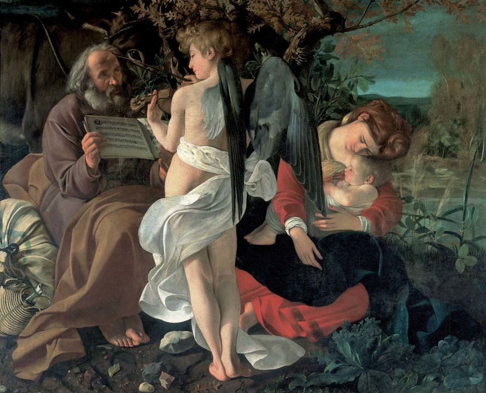 Riposo durante la fuga in Egitto, 1597
Olio su tela, 135,5 x 166,5 cm
Galleria Doria Pamphilj, Roma
Roma, Galleria Doria Pamphilj