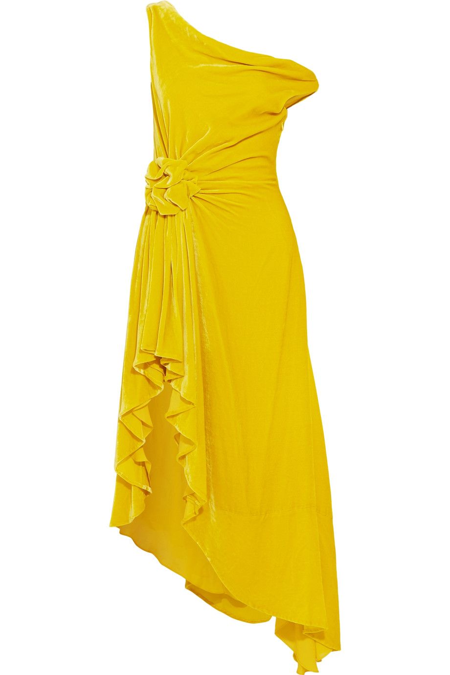 abiti eleganti velluto giallo monse