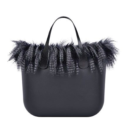 Handbag, Bag, White, Black, Fashion accessory, Fur, Leather, Shoulder bag, Tote bag, Luggage and bags, 