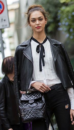 Clothing, Leather, Street fashion, Leather jacket, Jacket, Fashion, Hairstyle, Beauty, Textile, Outerwear, 