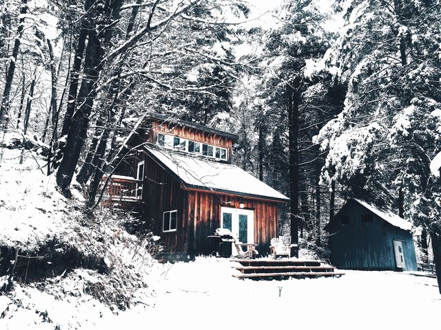 House, Snow, Winter, Home, Tree, Property, Cottage, Building, Log cabin, Architecture, 