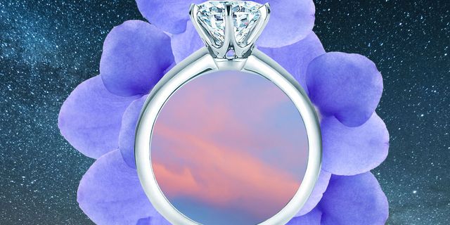 Ring, Jewellery, Fashion accessory, Engagement ring, Purple, Lavender, Diamond, Gemstone, 