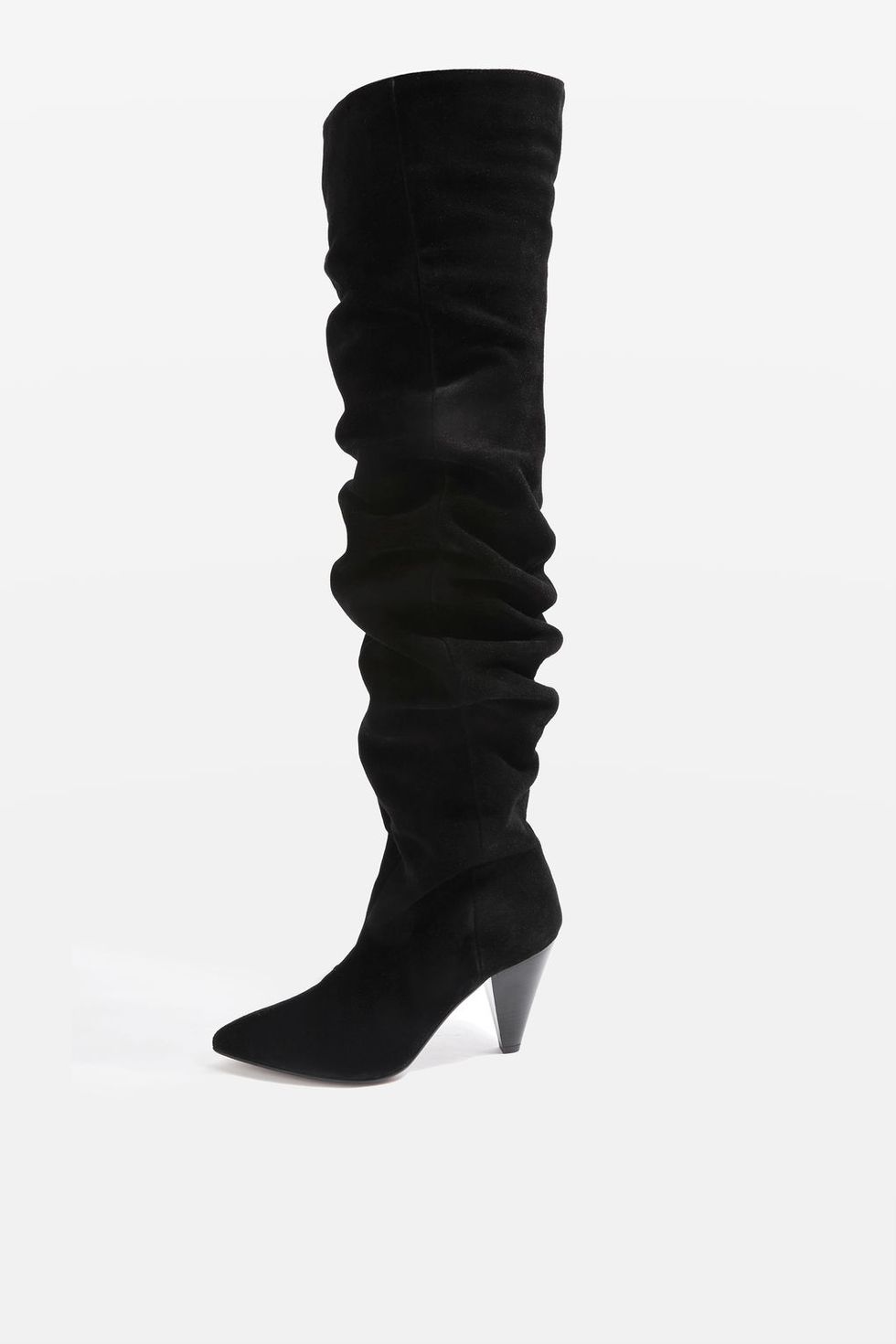 Footwear, Black, Boot, Shoe, Knee-high boot, Leather, Suede, Leg, High heels, Joint, 