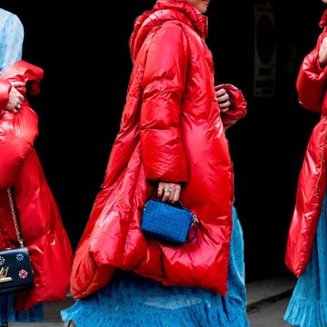 Red, Blue, Clothing, Outerwear, Electric blue, Fashion, Pink, Leather, Jacket, Street fashion, 
