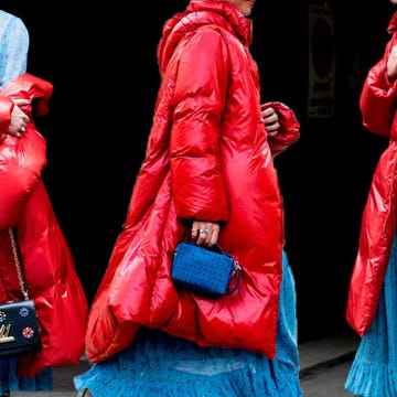 Red, Blue, Clothing, Outerwear, Electric blue, Fashion, Pink, Leather, Jacket, Street fashion, 