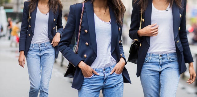 Denim, Jeans, Clothing, Outerwear, Jacket, Blazer, Street fashion, Waist, Fashion, Textile, 