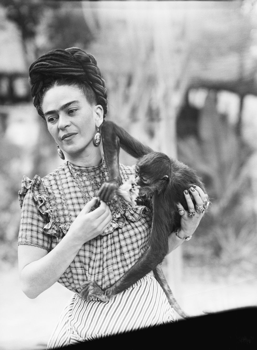 Frida Kahlo con una delle sue adorate scimmie