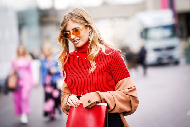 Street fashion, Clothing, Pink, Red, Fashion, Shoulder, Beauty, Blond, Lip, Orange, 