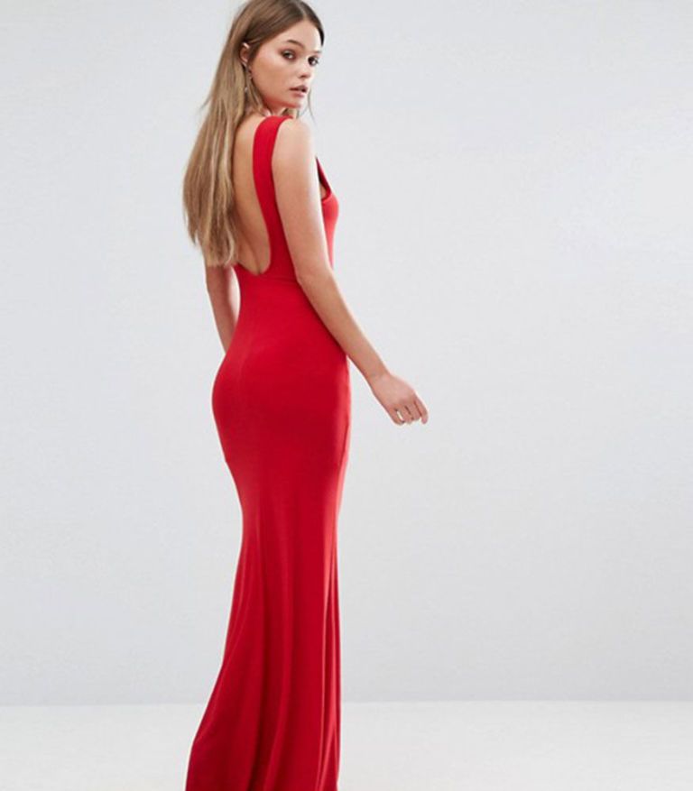 Clothing, Dress, Gown, Shoulder, Red, Fashion model, Neck, Formal wear, Cocktail dress, Joint, 