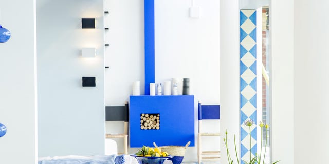 Blue, Interior design, Room, Floor, Interior design, Turquoise, Aqua, Azure, Tablecloth, Majorelle blue, 