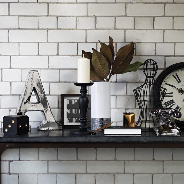 Wall, Brick, Lamp, Home accessories, Brickwork, Interior design, Still life photography, Measuring instrument, Building material, Clock, 
