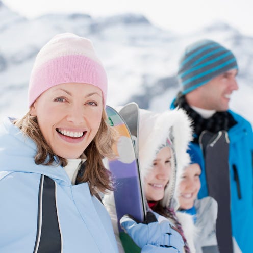 Face, Winter, Nose, Human, Smile, Happy, Headgear, Snow, Knit cap, Jacket, 