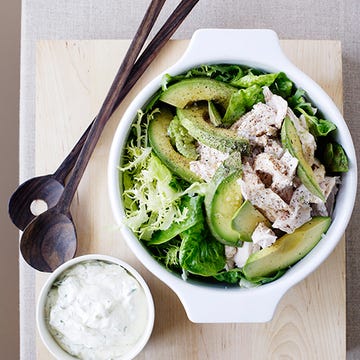 Food, Ingredient, Dishware, Tableware, Kitchen utensil, Ranch dressing, Leaf vegetable, Cuisine, Produce, Serveware, 