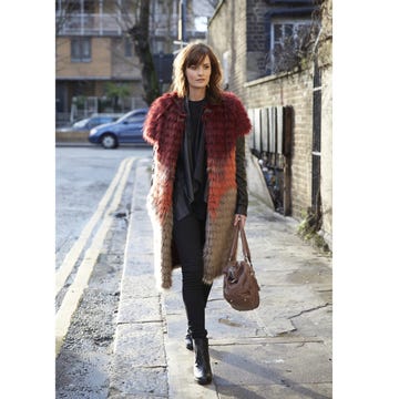 Clothing, Brown, Textile, Outerwear, Style, Street fashion, Winter, Bag, Fashion, Boot, 