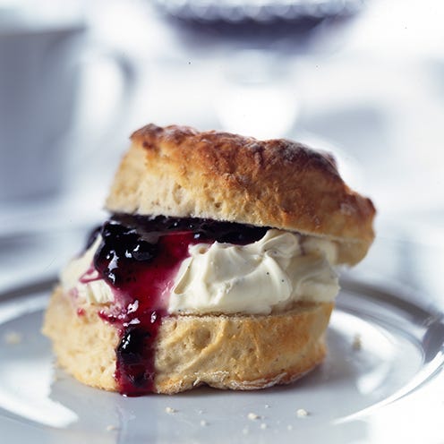 Food, Cuisine, Dish, Dessert, Ingredient, Breakfast, Baked goods, Clotted cream, Scone, Breakfast sandwich, 