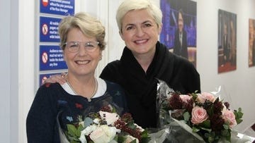 Glasses, Vision care, Smile, Eye, Photograph, Community, Facial expression, Bouquet, Flowering plant, Picture frame, 