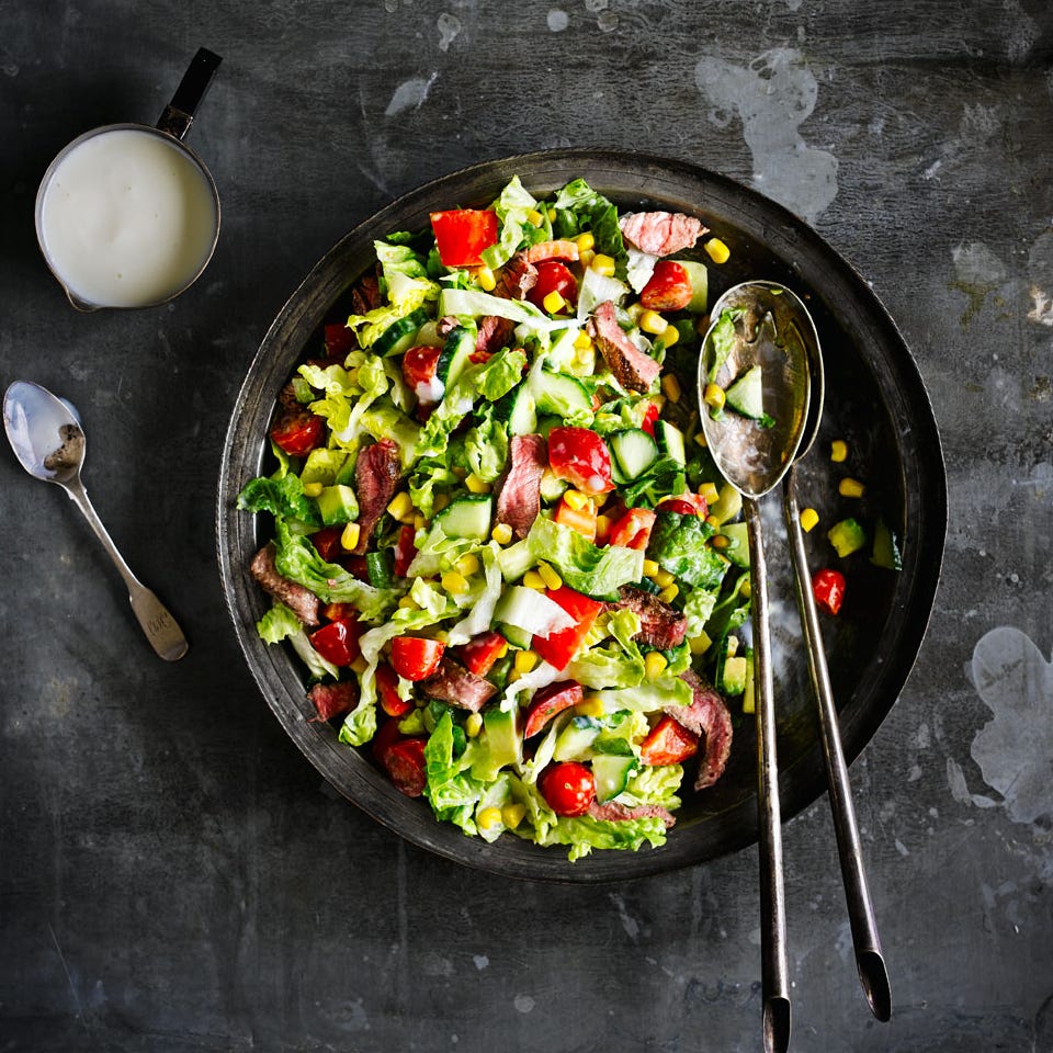 Steak salad with buttermilk dressing