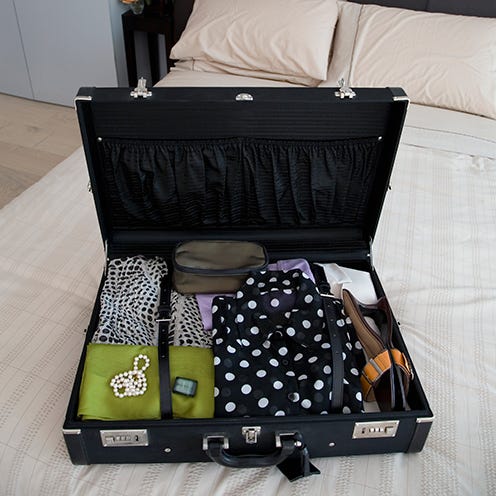 Brown, Style, Linens, Baggage, Box, Polka dot, Home accessories, Bed, 