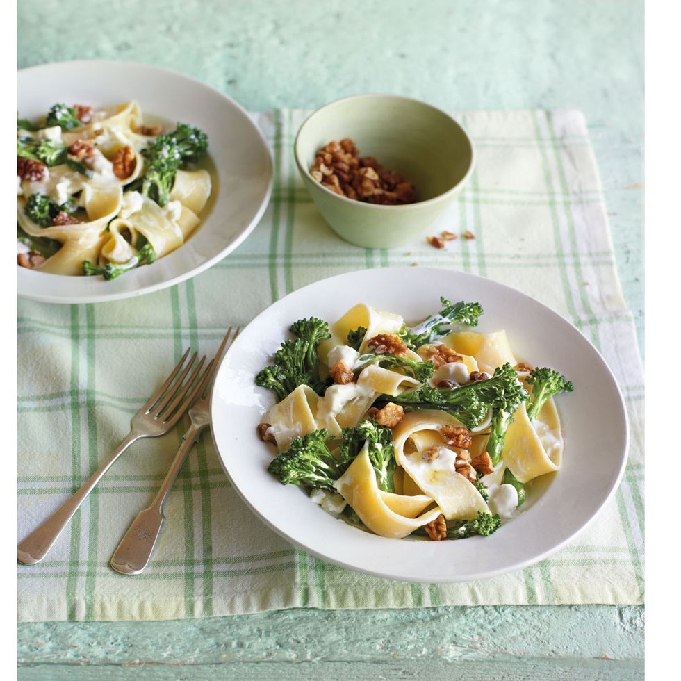 best vegetarian recipes tenderstem broccoli pasta with goat's cheese