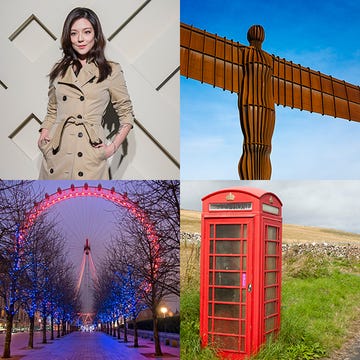 Telephone booth, Landmark, Light fixture, Payphone, Sculpture, Collage, Symbol, Trench coat, Communication Device, Button, 