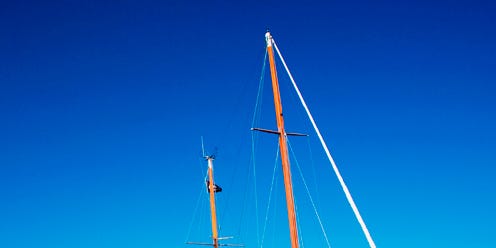 Boat, Watercraft, Mast, Azure, Sailboat, Naval architecture, Ship, Boats and boating--Equipment and supplies, Pole, Water transportation, 