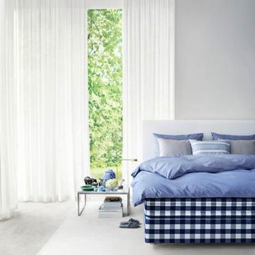 Interior design, Room, Property, Textile, Wall, Floor, Linens, Home, Bed, Window treatment, 