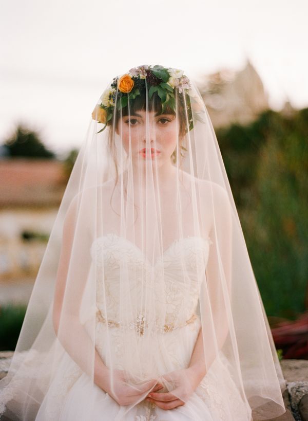 Clothing, Bridal veil, Veil, Bridal clothing, Dress, Photograph, Wedding dress, Bride, Bridal accessory, Peach, 