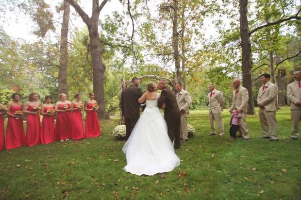 Event, Dress, Trousers, Bridal clothing, Coat, Photograph, Petal, Suit, Wedding dress, Gown, 
