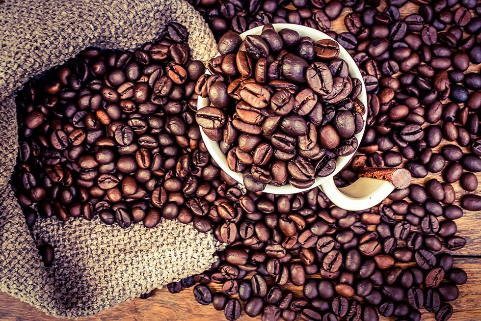 Caffeine, Jamaican blue mountain coffee, Java coffee, Superfood, Food, Bean, Plant, Attalea speciosa, Still life photography, Illustration, 